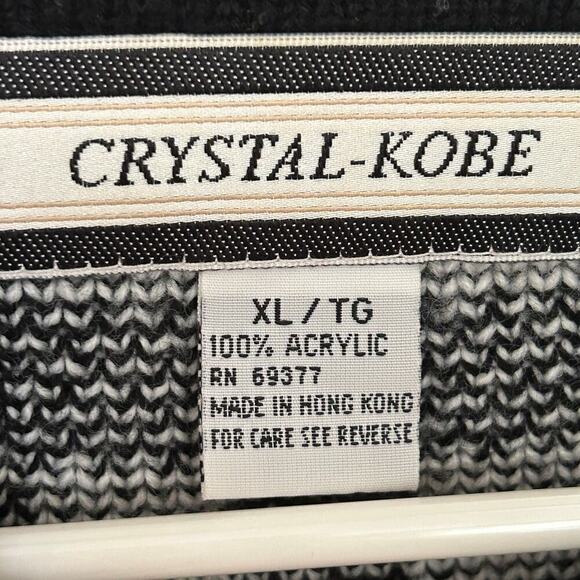 Crystal Kobe Houndstooth Cardigan XL Black White Gold Buttons - Picture 2 of 10